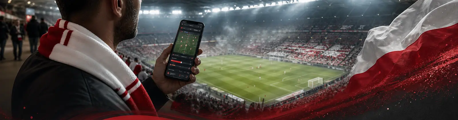 Dorośli piłkarze na środku stadionu z brandingiem BetLabel